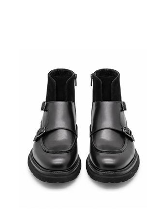 VARIO Hakiki Deri Fermuarlı Erkek Bot 053 SIYAH (Black)