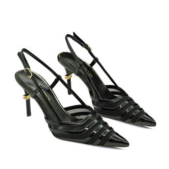 VARIO Hakiki Parlak Deri ve File Detaylı Kadın Ayakkabı Y36 SIYAH RUGAN FİLE (Black Patent Leather Mesh)