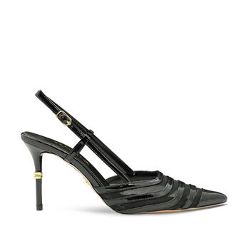 VARIO Hakiki Parlak Deri ve File Detaylı Kadın Ayakkabı Y36 SIYAH RUGAN FİLE (Black Patent Leather Mesh)