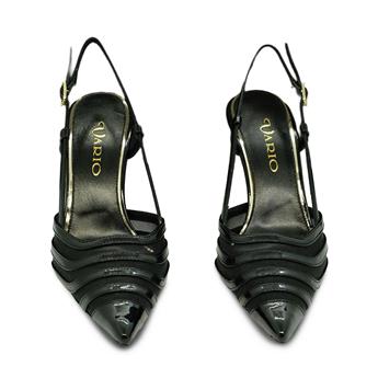 VARIO Hakiki Parlak Deri ve File Detaylı Kadın Ayakkabı Y36 SIYAH RUGAN FİLE (Black Patent Leather Mesh)
