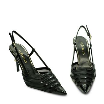 VARIO Hakiki Parlak Deri ve File Detaylı Kadın Ayakkabı Y36 SIYAH RUGAN FİLE (Black Patent Leather Mesh)