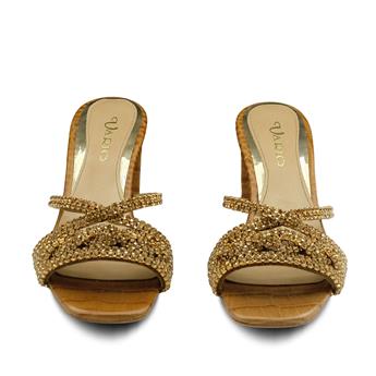 VARIO Hakiki Deri Baskı Kroko Taşlı Terlik Z148 TABA BASKI KROKO (Tan Leather Crocodile Print)