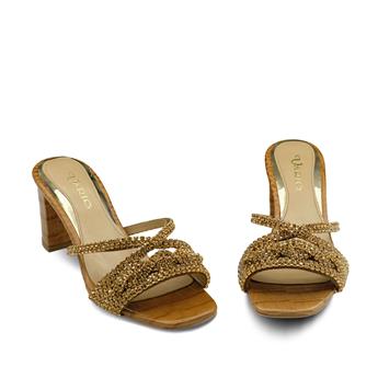 VARIO Hakiki Deri Baskı Kroko Taşlı Terlik Z148 TABA BASKI KROKO (Tan Leather Crocodile Print)