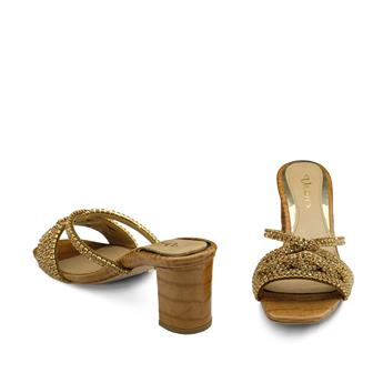 VARIO Hakiki Deri Baskı Kroko Taşlı Terlik Z148 TABA BASKI KROKO (Tan Leather Crocodile Print)