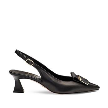VARIO Hakiki Deri Tokalı Kısa Topuklu Ayakkabı 053 SIYAH (Black)