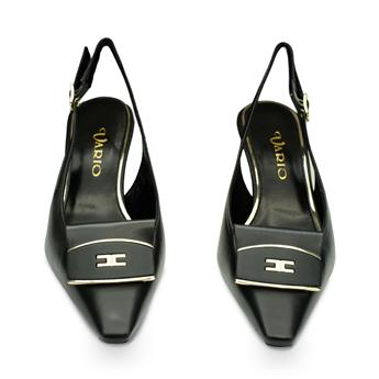 VARIO Hakiki Deri Tokalı Kısa Topuklu Ayakkabı 053 SIYAH (Black)