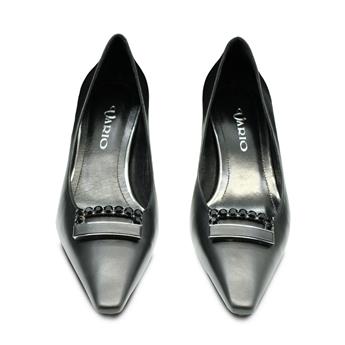 VARIO Hakiki Deri Tokalı Kısa Topuklu Ayakkabı 053 SIYAH (Black)