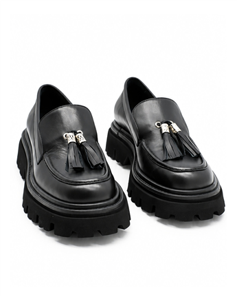VARIO Hakiki Deri Kalın Taban Ayakkabı 053 SIYAH (Black)