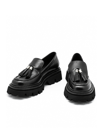 VARIO Hakiki Deri Kalın Taban Ayakkabı 053 SIYAH (Black)