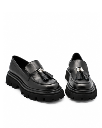 VARIO Hakiki Deri Kalın Taban Ayakkabı 053 SIYAH (Black)