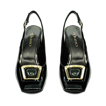 VARIO Hakiki Rugan Deri Tokalı Ayakkabı 366 SIYAH RUGAN (Black Patent Leather)