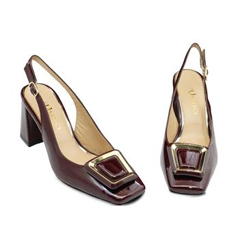 VARIO Hakiki Rugan Deri Tokalı Ayakkabı S25 BORDO RUGAN (Burgundy Patent Leather)
