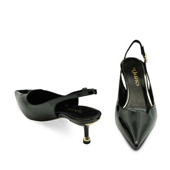 VARIO Hakiki Rugan Deri Kısa Topuklu Ayakkabı 366 SIYAH RUGAN (Black Patent Leather)