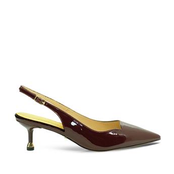 VARIO Hakiki Rugan Deri Kısa Topuklu Ayakkabı S25 BORDO RUGAN (Burgundy Patent Leather)