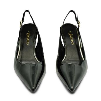 VARIO Hakiki Rugan Deri Kısa Topuklu Ayakkabı 366 SIYAH RUGAN (Black Patent Leather)