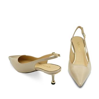 VARIO Hakiki Rugan Deri Kısa Topuklu Ayakkabı U19 TEN RUGAN (Nude Patent leather)