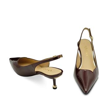 VARIO Hakiki Rugan Deri Kısa Topuklu Ayakkabı S25 BORDO RUGAN (Burgundy Patent Leather)