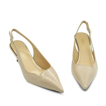 VARIO Hakiki Rugan Deri Kısa Topuklu Ayakkabı U19 TEN RUGAN (Nude Patent leather)
