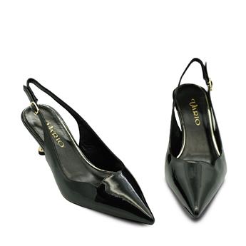 VARIO Hakiki Rugan Deri Kısa Topuklu Ayakkabı 366 SIYAH RUGAN (Black Patent Leather)