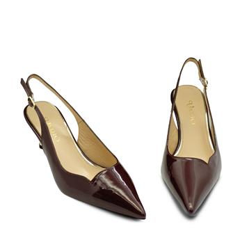 VARIO Hakiki Rugan Deri Kısa Topuklu Ayakkabı S25 BORDO RUGAN (Burgundy Patent Leather)