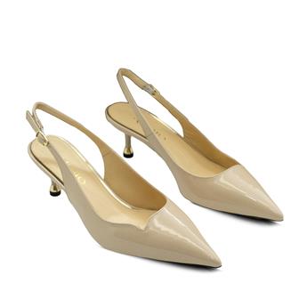 VARIO Hakiki Rugan Deri Kısa Topuklu Ayakkabı U19 TEN RUGAN (Nude Patent leather)