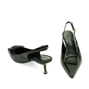 VARIO Hakiki Deri Kısa Topuklu Tokalı Ayakkabı 053 SIYAH (Black)