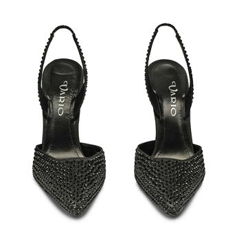 VARIO Saten Taş Detaylı Ayakkabı V07 SIYAH SATEN TASLI (Black Satin Stone)