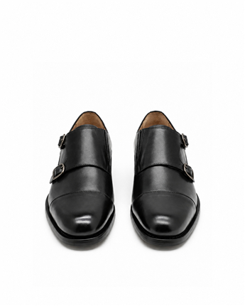 VARIO Hakiki Deri Çift Tokalı Erkek Ayakkabı 053 SIYAH (Black)