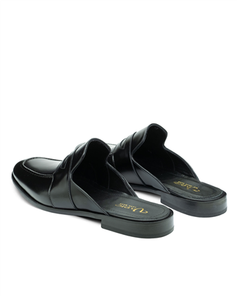 VARIO Hakiki Deri Erkek Terlik Loafer R68 SIYAH ACMA (Black Turning)
