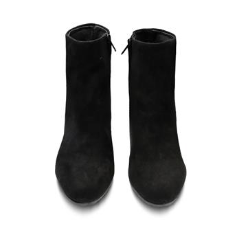 VARIO Hakiki Süet Kalın Topuklu Yuvarlak Burunlu Bot Z598 CAMOSCIO NERO (Siyah Süet)