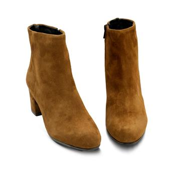 VARIO Hakiki Süet Kalın Topuklu Yuvarlak Burunlu Bot 837 CAMOSCIO CUOIO