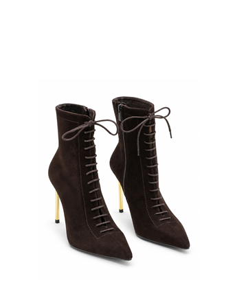 VARIO Hakiki Süet Deri Kadın Bot 381 KAHVE SÜET(Brown Suede)