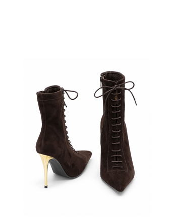 VARIO Hakiki Süet Deri Kadın Bot 381 KAHVE SÜET(Brown Suede)