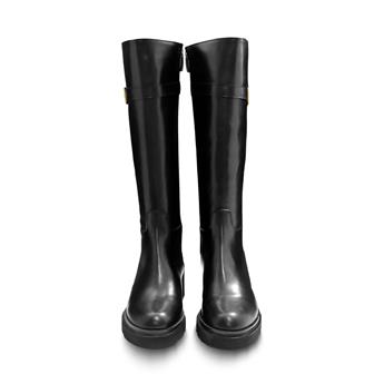 VARIO Hakiki Deri Fermuarlı Kaymaz Taban Diz Altı Kadın Çizme L10 NATURE NERO (Nature Black)