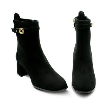 VARIO Tokalı Fermurlı Kauçuk Tabanlı Bot Z524 SÜET SİYAH C03 (Suede Black)
