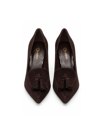 VARIO Hakiki Süet Kadın Topuklu Ayakkabı 381 KAHVE SÜET(Brown Suede)