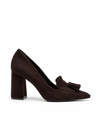 VARIO Hakiki Süet Kadın Topuklu Ayakkabı 381 KAHVE SÜET(Brown Suede)