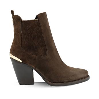 VARIO Sivri Burun Fermuarlı Hakiki Süet Deri Kadın Bot Z590 YARMA SUET KAHVE 490 C63 (Split Suede Brown)