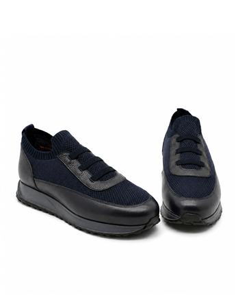 VARIO Hakiki Deri Erkek Sneaker Ayakkabı Z659 LACİVERT DERİ+LACİVERT TRİKO