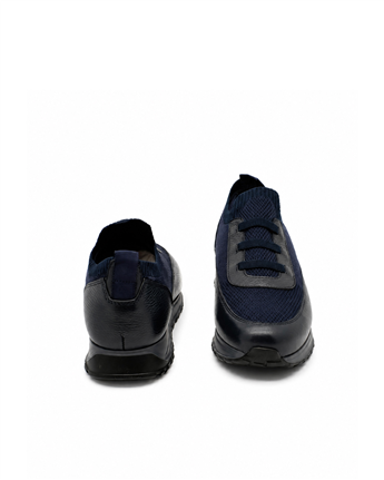 VARIO Hakiki Deri Erkek Sneaker Ayakkabı Z659 LACİVERT DERİ+LACİVERT TRİKO