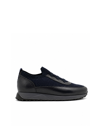 VARIO Hakiki Deri Erkek Sneaker Ayakkabı Z659 LACİVERT DERİ+LACİVERT TRİKO