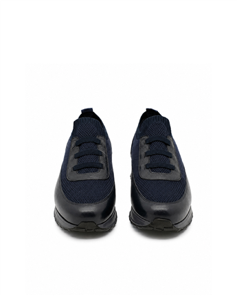 VARIO Hakiki Deri Erkek Sneaker Ayakkabı Z659 LACİVERT DERİ+LACİVERT TRİKO