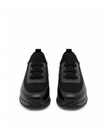VARIO Hakiki Deri Erkek Sneaker Ayakkabı Z658 SİYAH DERİ+SİYAH TRİKO