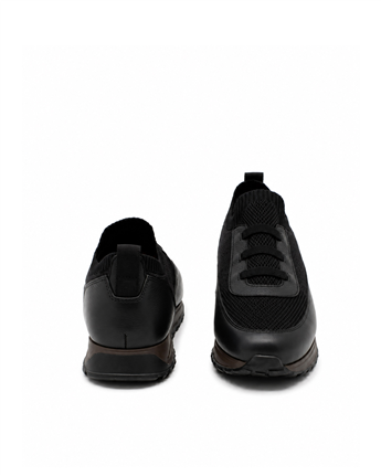 VARIO Hakiki Deri Erkek Sneaker Ayakkabı Z658 SİYAH DERİ+SİYAH TRİKO