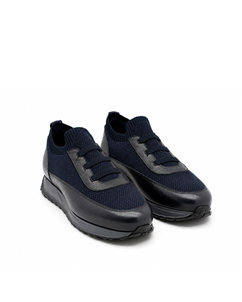 VARIO Hakiki Deri Erkek Sneaker Ayakkabı Z659 LACİVERT DERİ+LACİVERT TRİKO