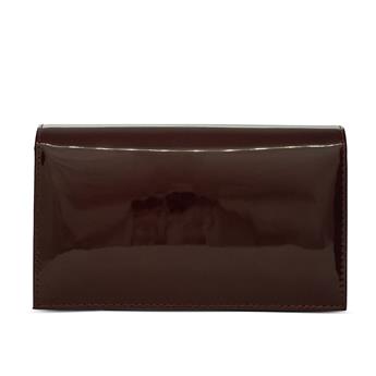 VARIO Hakiki Rugan Deri Taş Detaylı Zincir Askılı Çanta S25 BORDO RUGAN (Burgundy Patent Leather)