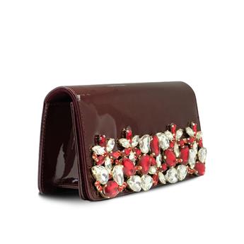 VARIO Taşlı Kadın Çanta S25 BORDO RUGAN (Burgundy Patent Leather)