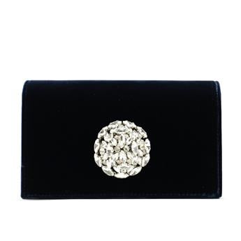 VARIOCNT033VARIO Kadife Zincir Askılı Taş Detaylı Abiye Çanta Z642 LACİVERT KADİFE (Navy Velvet)