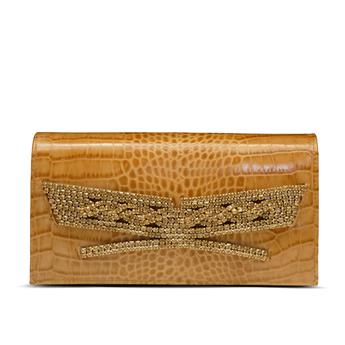 VARIO Hakiki Deri Kroko Baskı Abiye Çanta Z148 TABA BASKI KROKO (Tan Leather Crocodile Print)