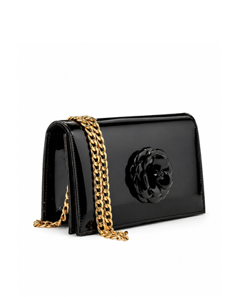 VARIO Rugan Hakiki Deri Abiye Çanta 366 SIYAH RUGAN (Black Patent Leather)